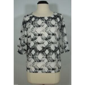 DKNYC Blouse M MEDIUM Womens Printed 3/4 Sleeves
